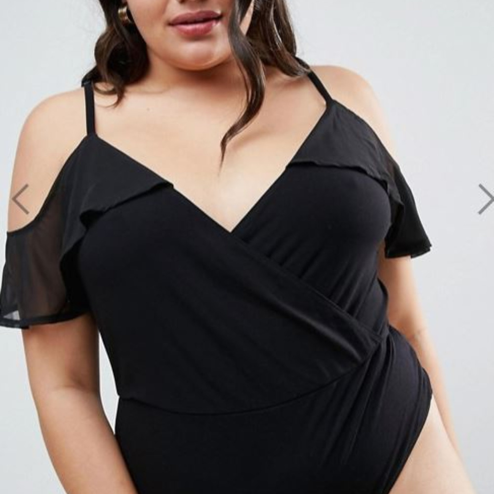 ASOS CURVE Cami Body with Contrast Woven Ruffle Co